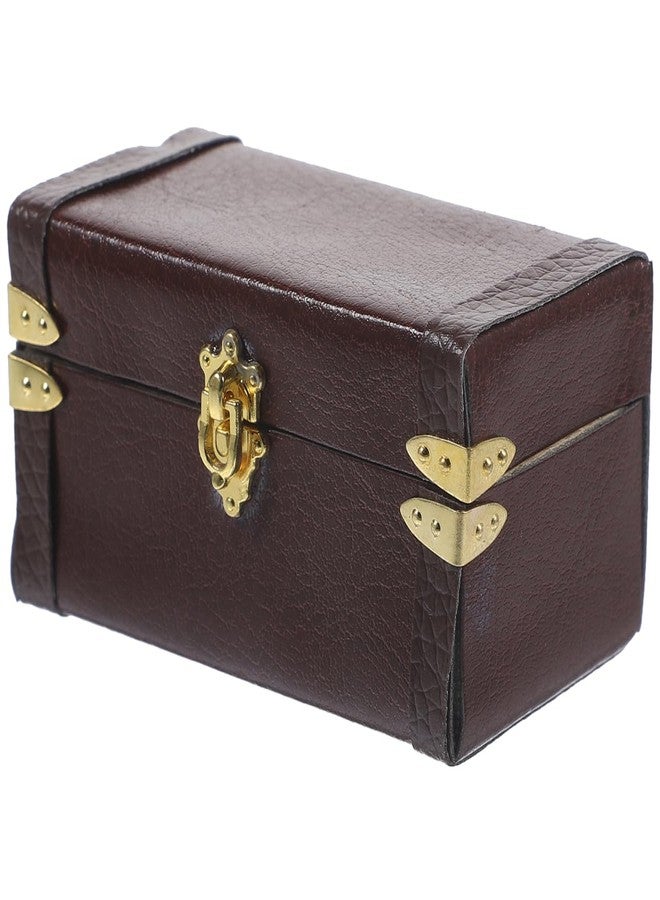 BRIGHTFUFU Vintage Dollhouse Miniature Suitcase Model Storage Case for Mini House Decor Elegant Wooden and Leather Travel Trunk Miniature Luggage for Dollhouses and Play Scenes - Image 1